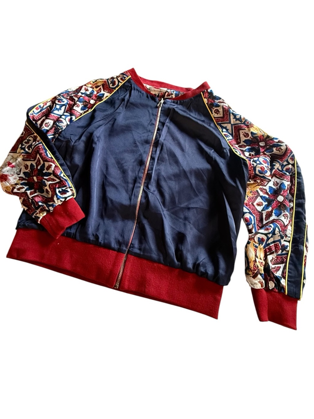 Dolce Cabo Reversible Satin Bomber Jacket NWT - Picture 7 of 7